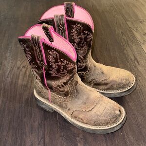 Women’s Ariat Brown and Pink Cowgirl Boots